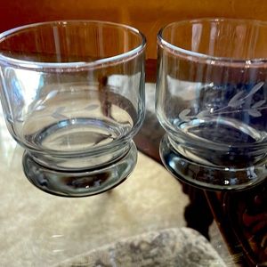 Set Of  Vintage Princess House Etched Punch Cups Glasses 2.75" high.